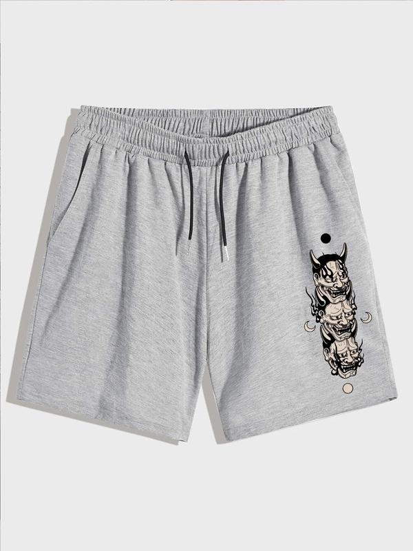 Men's Fashionable Summer Shorts - Stylish Masks Print, Breathable Pleated Design with Practical Pockets - Ideal for Warm Weather,  Shorts for Men,  Summer Outfits 2024