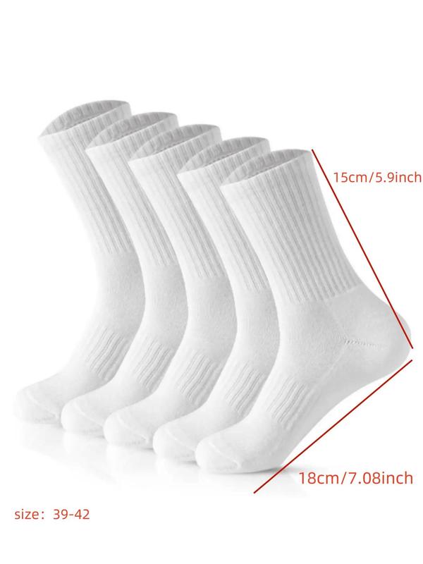 Men's Solid Color Crew Socks, Casual Comfy Breathable Socks for Daily Outdoor Wear, Socks for Men