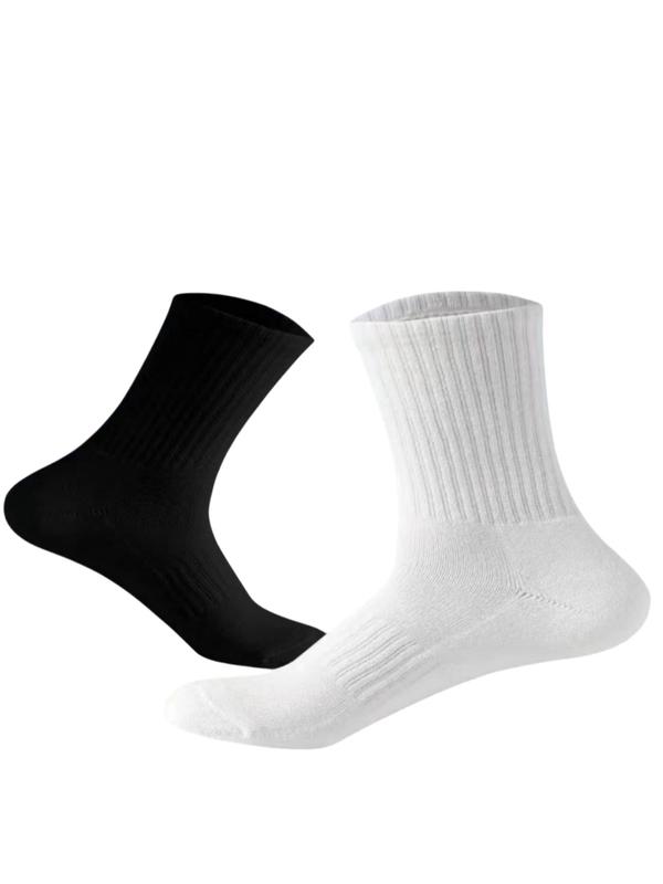 Men's Solid Color Crew Socks, Casual Comfy Breathable Mid Calf Socks for Daily Wear, Multi-pack Mid Knit Socks for Men, Socks for Men