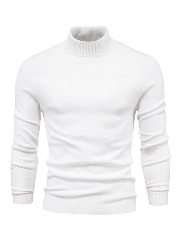 Men's Solid High Neck Sweater, Regular Fit Casual Long Sleeve Jumper for Fall & Winter, Men's Knitwear for Daily Wear