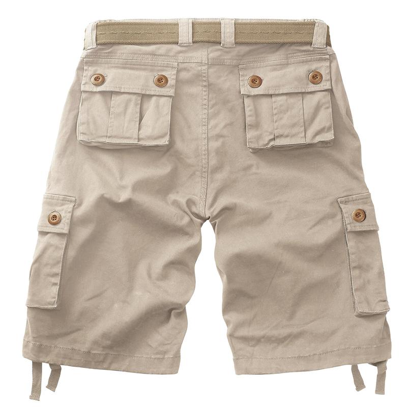 Men's Hiking Shorts Elastic Waist Work Shorts Lightweight Casual Fishing Cargo Shorts for Men with 6 Pockets(No Belts)