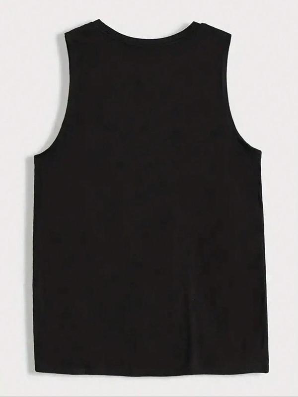 Men's Plain Tank Top, Regular Fit Casual Sleeveless Round Neck Top for Summer, Men's Top for Daily Wear