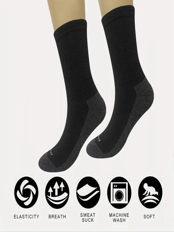 Men's 6 Pairs Letter Patchwork Print Crew Socks, Casual Breathable Comfortable Socks for Daily Outdoor Wear, Men Socks for All Seasons