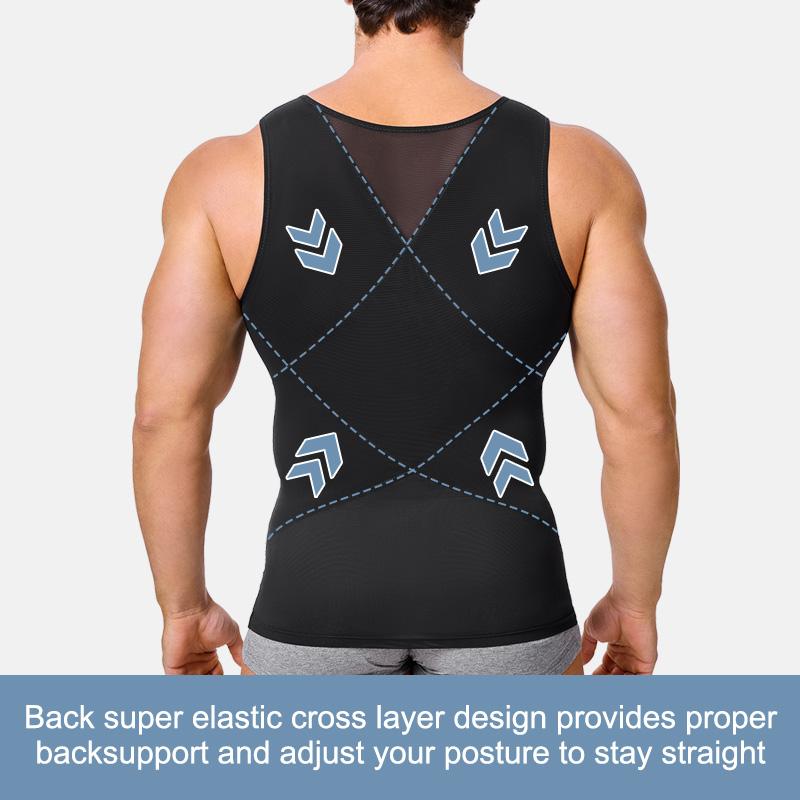 Black Friday Deals Nebility 2 Pieces Men's Mesh Summer Tank Tops Shapewear Undershirt Abdomen Belly Compress Shirt