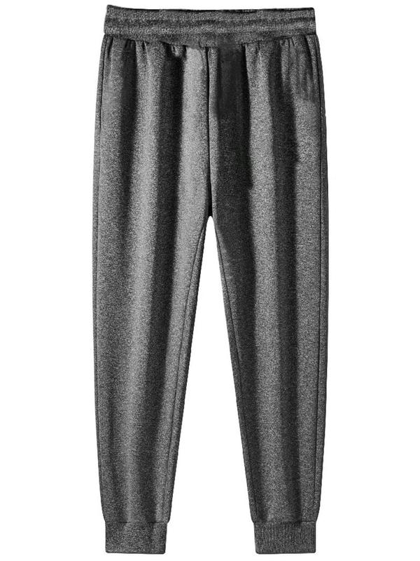 Men's Solid Thermal Lined Pants, Casual Comfy Regular Fit Thermal Trousers for Fall & Winter, Men's Bottoms for Daily Wear