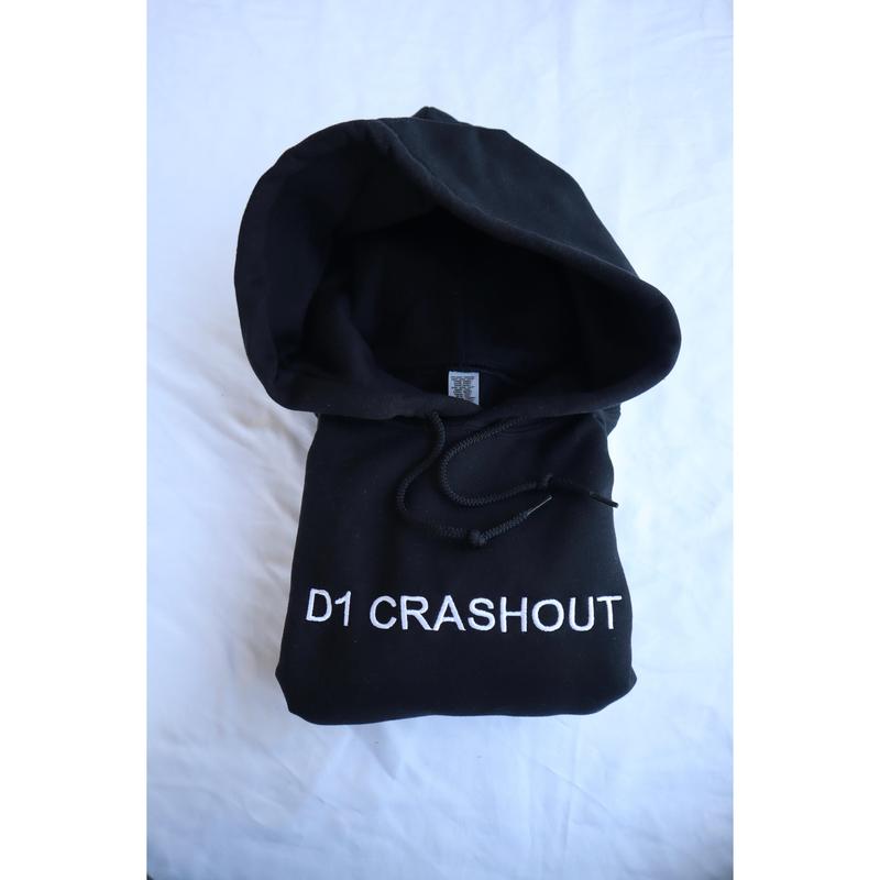 Embroidered 'D1 CRASHOUT' Hoodie or Crew Neck, Long Sleeve, Classic fit, Unisex, Adult