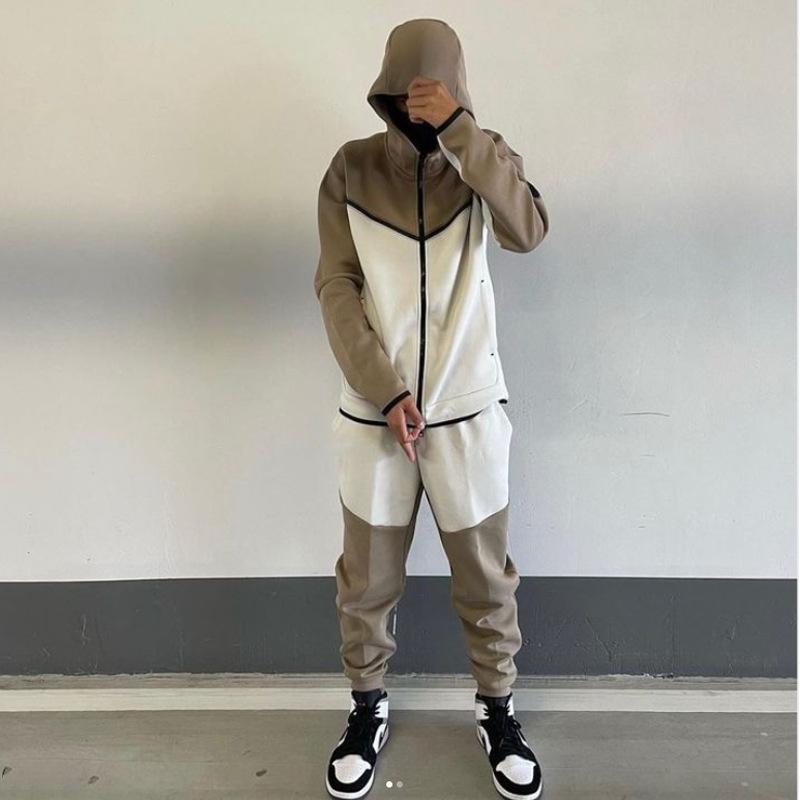 Cross-Border Hot Sale European and American Sports Suit Men's Hoodie Fashion Casual Exercise Zip-up Shirt Coat Trousers Suit