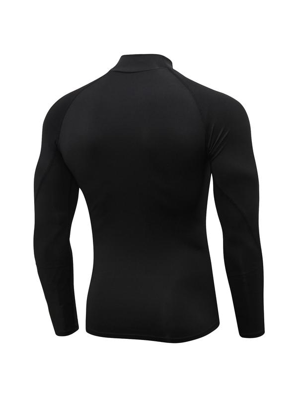 Men's Contrast Binding Thermal Underwear Top, Casual Comfy Raglan Sleeve Mock Neck Warm Top for Fall & Winter, Men's Thermal Underwear for Indoor Wear