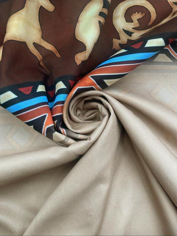 Men's Ethnic Pattern Button Front Shirt, Regular Fit Boho Long Sleeve Collared Top for Daily Holiday Vacation Wear, Men's Clothes for All Seasons, Fall Outfits, Fallfreshness