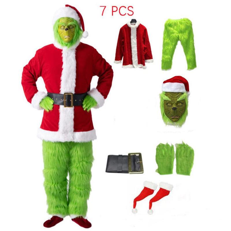 Christmas costumes cosplay clothes Sannta Clauu Grinch Green Haired Monster Grinch performance clothes spot Grinch