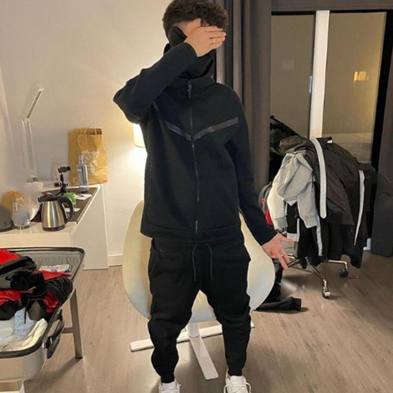 Cross-Border Hot Sale European and American Sports Suit Men's Hoodie Fashion Casual Exercise Zip-up Shirt Coat Trousers Suit