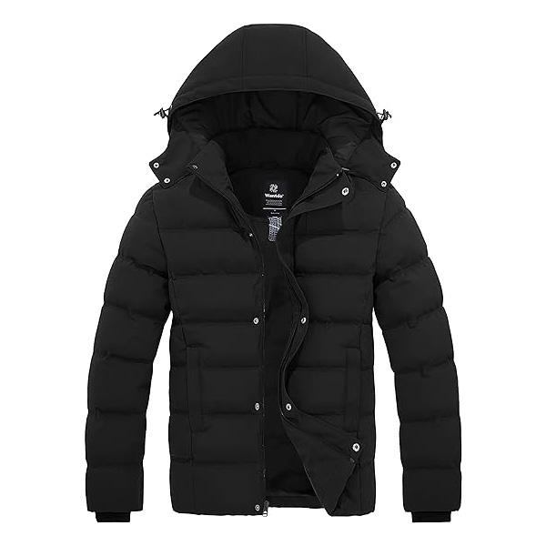 Men's Hooded Winter Coat Warm Puffer Jacket Thicken Cotton Coat with Removable Hood giftideas christmasgift