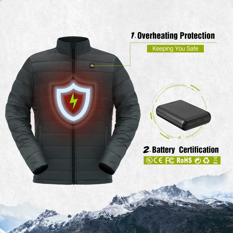 TideWe Men's 3-in-1 Heated Jacket with Battery Pack, Ski Jacket Winter Coat