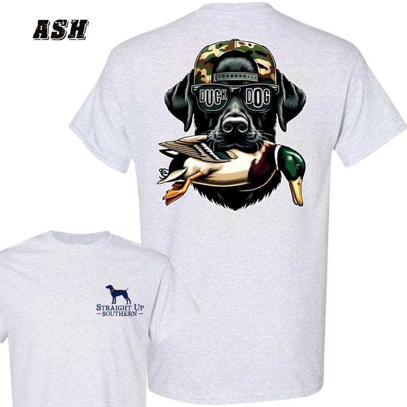 Straight Up Southern Duck Dog T-Shirt - Fun Hunting Dog Design , Sand Color Graphic Tee , Unisex Shirt for Hunters and Dog Lovers , Comfortable and Stylish Apparel , Perfect for Waterfowl Hunting Adventures Menswear Classic Crewneck Underwear Streetwear