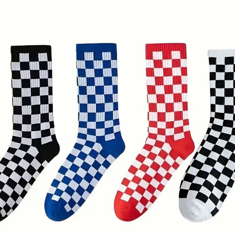 Classic Checkerboard Crew Unisex Cotton Socks