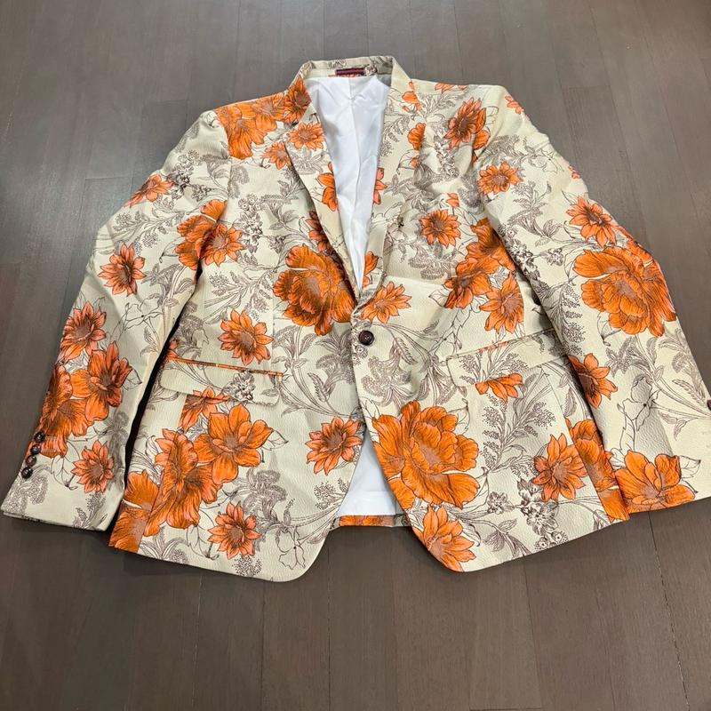 Mens 2 Piece Floral Dress Suit One Button Dinner Tuxedo Jacket & Pants Luxury Printed Wedding Blazer