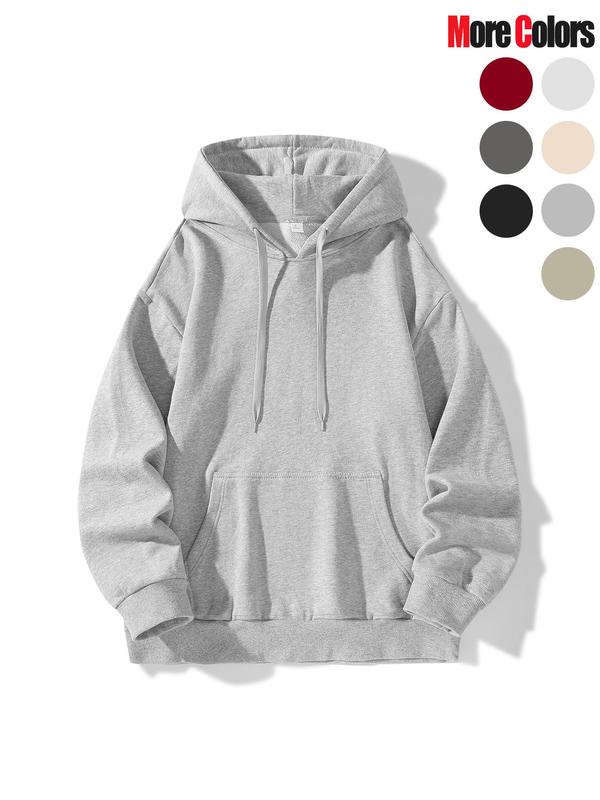 Unisex Men's Solid Color Hoodie, Casual Loose Long Sleeve Hooded Sweatshirt for Fall & Winter, Men's Clothes for Daily Wear