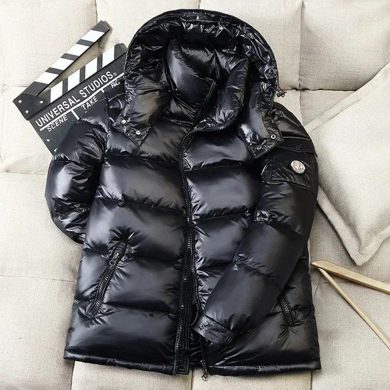 Puffer Jacket Men Hooded Casual Down Winter Clothing Short Glossy Feather Duck Coat Man Waterproof Male Jacquet Winter