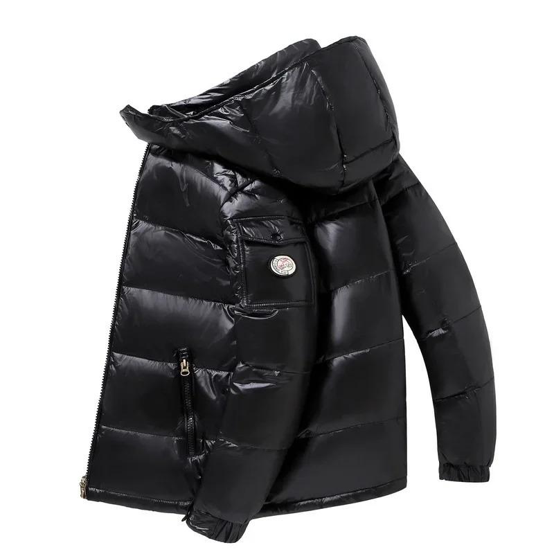 Puffer Jacket Men Hooded Casual Down Winter Clothing Short Glossy Feather Duck Coat Man Waterproof Male Jacquet Winter