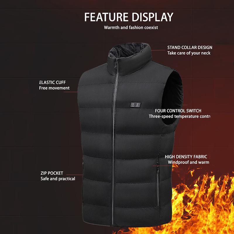 USB Rechargeable Smart Heating Vest, Warm Lightweight Outdoor Vest with Battery, Men's Winter Sports Gear for Outdoor Activities, Christmas Gift