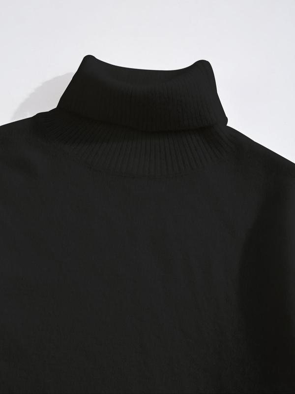 Men's Solid Turtle Neck Sweater, Regular Fit Casual Long Sleeve Jumper for Fall & Winter, Men's Knitwear for Daily Wear