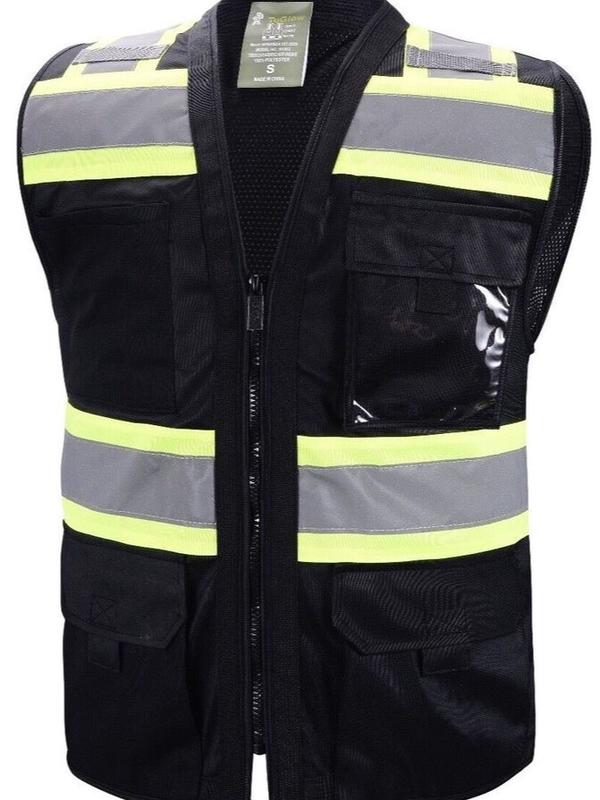 Supervisor Black Two Tones Safety Vest, ANSI  ISEA Photo ID Pocket 802