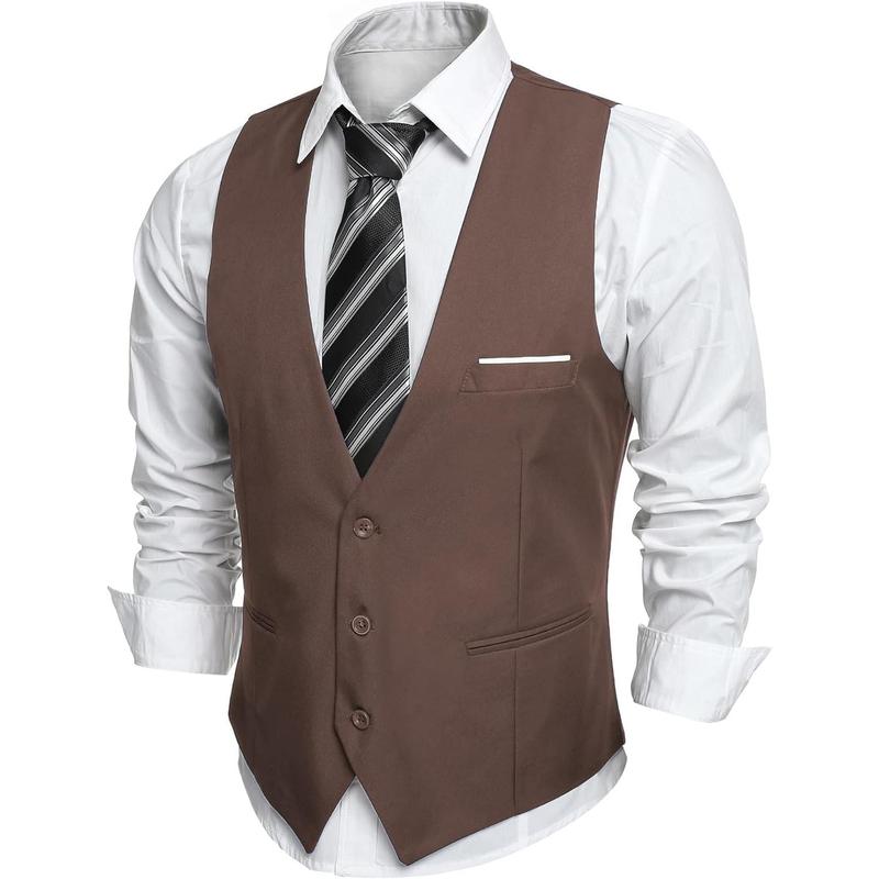 Men's Formal Suit Vest Slim Fit Casual Business Dress Waistcoat Vest