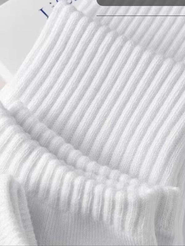 Men's Solid Ribbed Crew Socks, Casual Moisture Wicking Socks, Soft Comfy Breathable Socks For All Seasons Daily Wear, Fall Wear, Fallfreshness