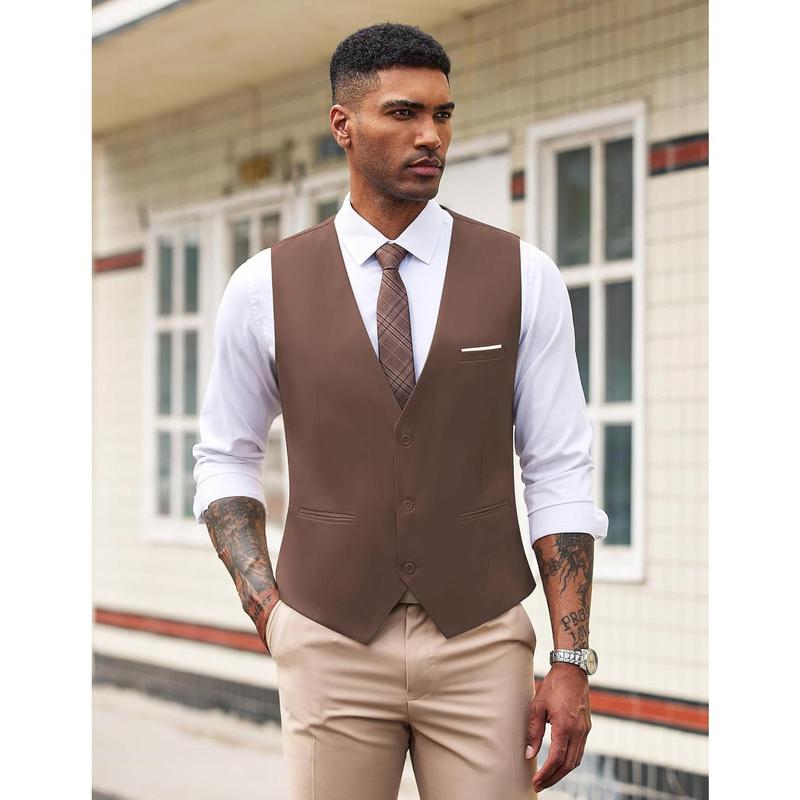 Men's Formal Suit Vest Slim Fit Casual Business Dress Waistcoat Vest