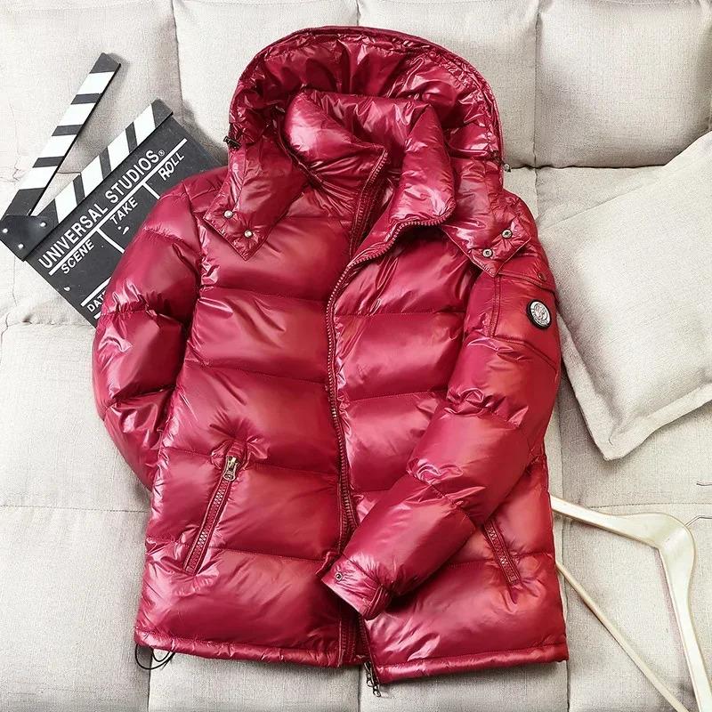 Puffer Jacket Men Hooded Casual Down Winter Clothing Short Glossy Feather Duck Coat Man Waterproof Male Jacquet Winter