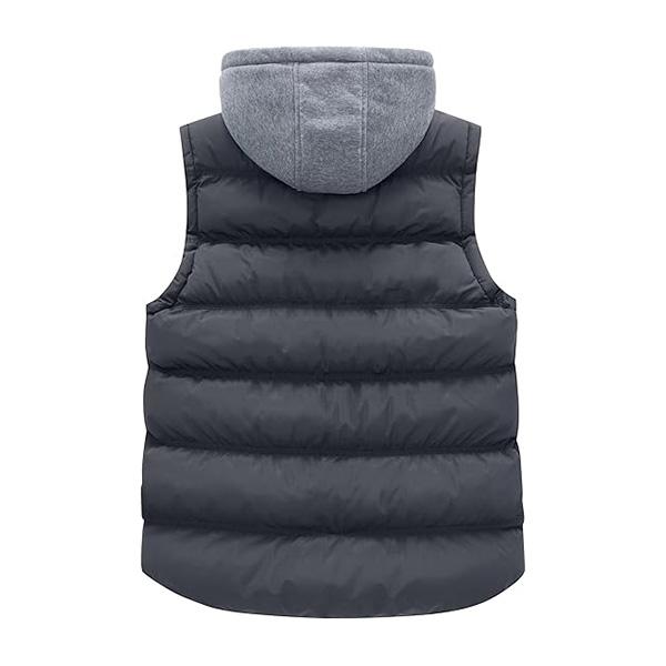 Men's Thicken Winter Vest Water-Resistant Puffer Jacket Thicken Vest with Removable Hood Menswear Tops Underwear Gilet Human Bestie