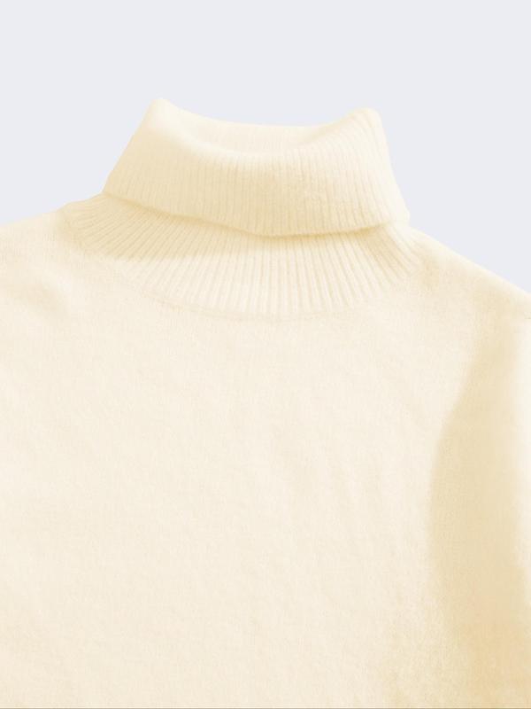 Men's Solid Turtle Neck Sweater, Regular Fit Casual Long Sleeve Jumper for Fall & Winter, Men's Knitwear for Daily Wear