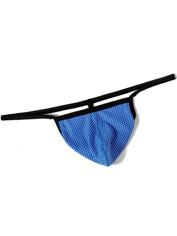 Men's Colorblock Contrast Binding Thong, Regular Fit Casual Comfy Breathable Sexy Underwear for Daily Wear, Menswear for All Seasons