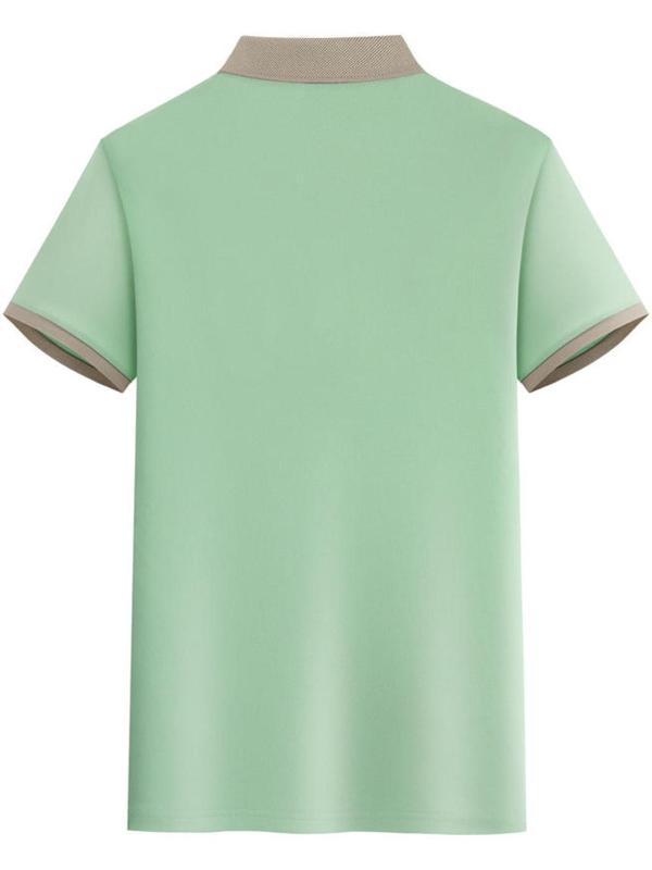 Men's Regular Fit Geometric Print Short Sleeve Polo Shirt, Casual Button Front Collared Top for Summer, Fashion Men's Clothes for Daily Wear
