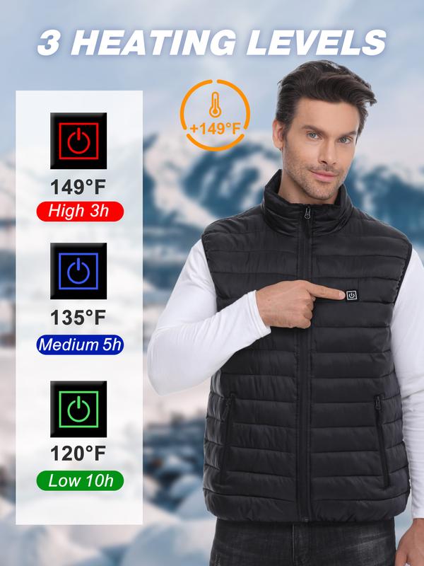 Heated Vest for Men with 12V 10000mAh Battery Pack, Men’s Lightweight Heated Vest Liner, Winter Outdoor Electric Vest