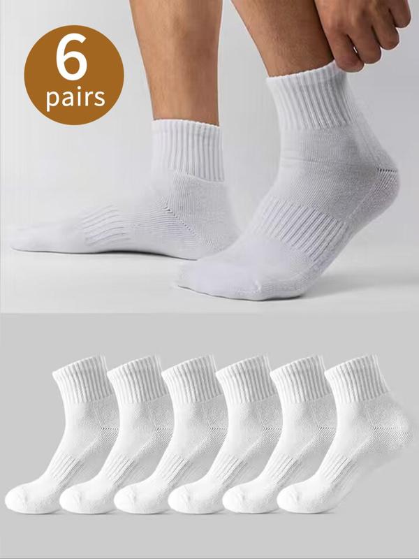 Men's Solid Ribbed Crew Socks, Casual Moisture Wicking Socks, Soft Comfy Breathable Socks For All Seasons Daily Wear, Fall Wear, Fallfreshness