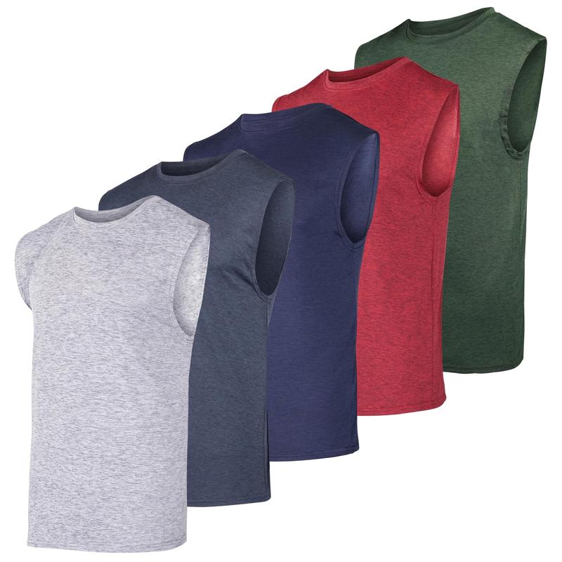 Real Essentials 3 & 5 Pack: Men's Dry-Fit Active Muscle Tank Top - Standard and Big & Tall Sizes (S-5XLT)