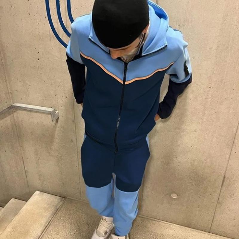 Cross-Border Hot Sale European and American Sports Suit Men's Hoodie Fashion Casual Exercise Zip-up Shirt Coat Trousers Suit