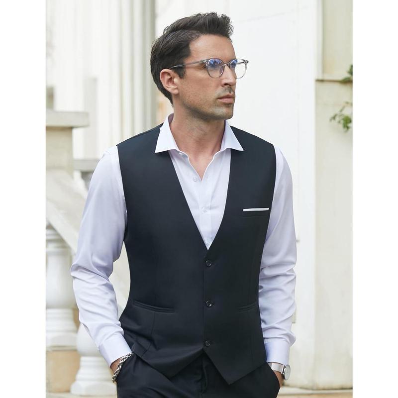 Men's Formal Suit Vest Slim Fit Casual Business Dress Waistcoat Vest