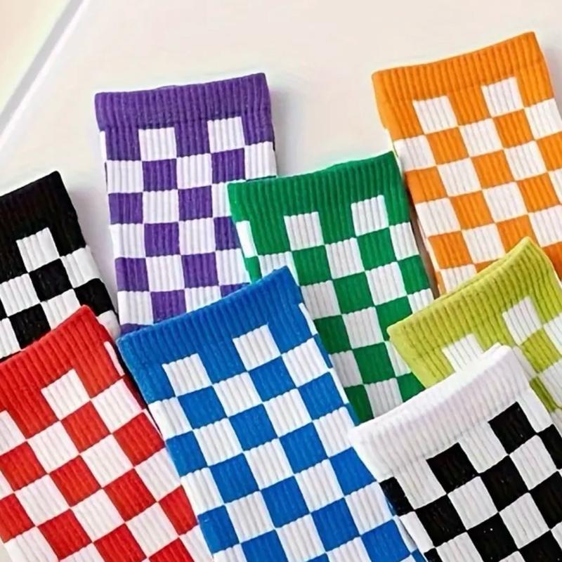 Classic Checkerboard Crew Unisex Cotton Socks