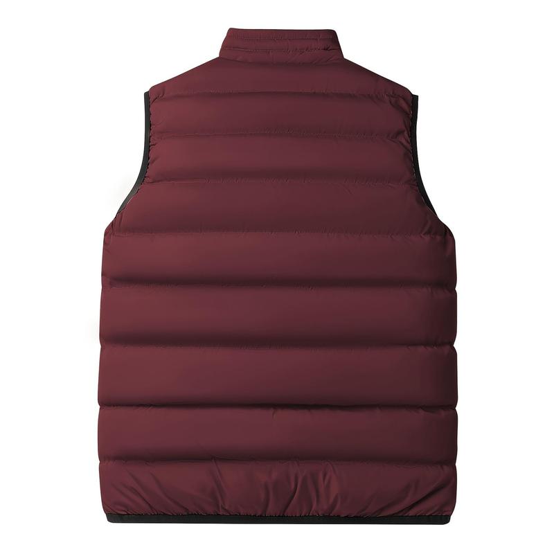 Men's Solid Color Sleeveless Puffer Vest - Trendy Comfy Warm Zip-up Vest Outdoor Clothes For Winter