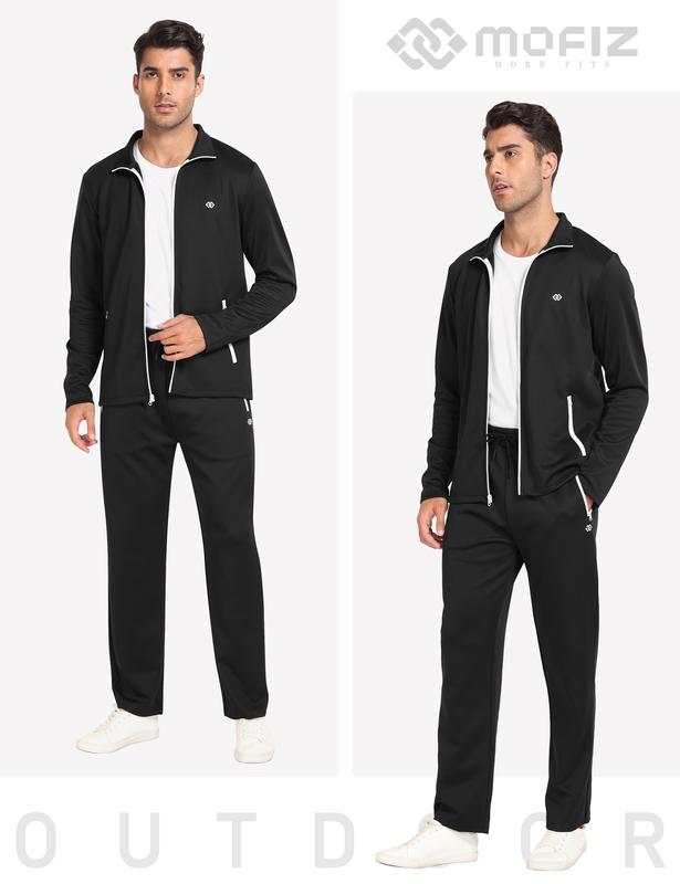 MoFiz Mens Tracksuit Jogging Warm Up Full Zip RunningSweatsuit Comfortable Outfits Casual Athletic Pants Full zip Jacket 2 Piece