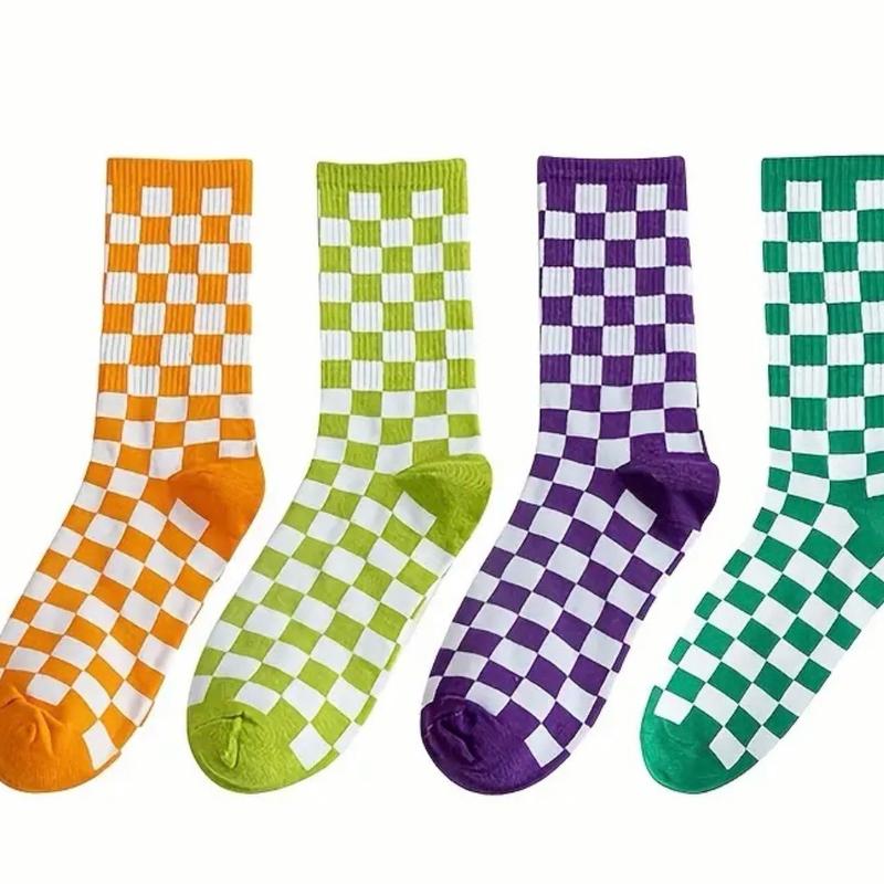 Classic Checkerboard Crew Unisex Cotton Socks