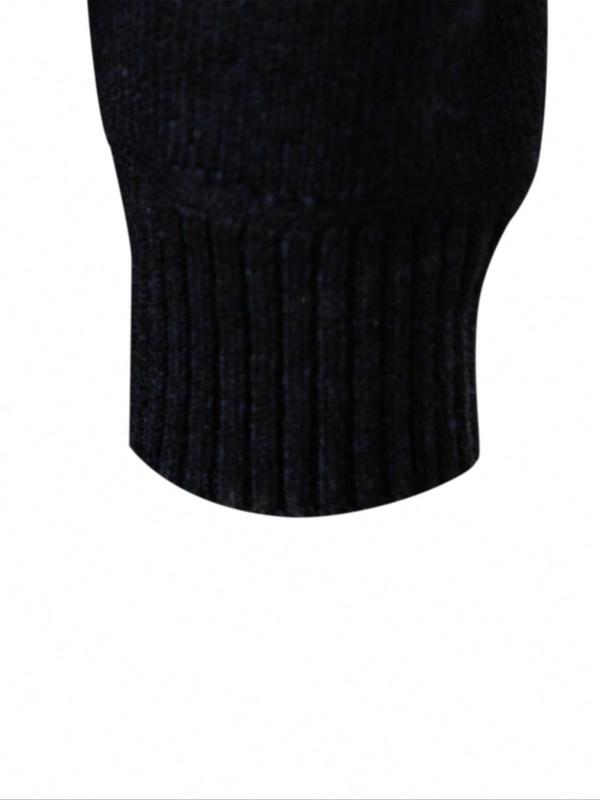 Men's Colorblock Zipper Funnel Neck Cardigan, Regular Fit Casual Long Sleeve Zip Up Knitwear for Fall & Winter, Men's Knit Clothing for Daily Wear