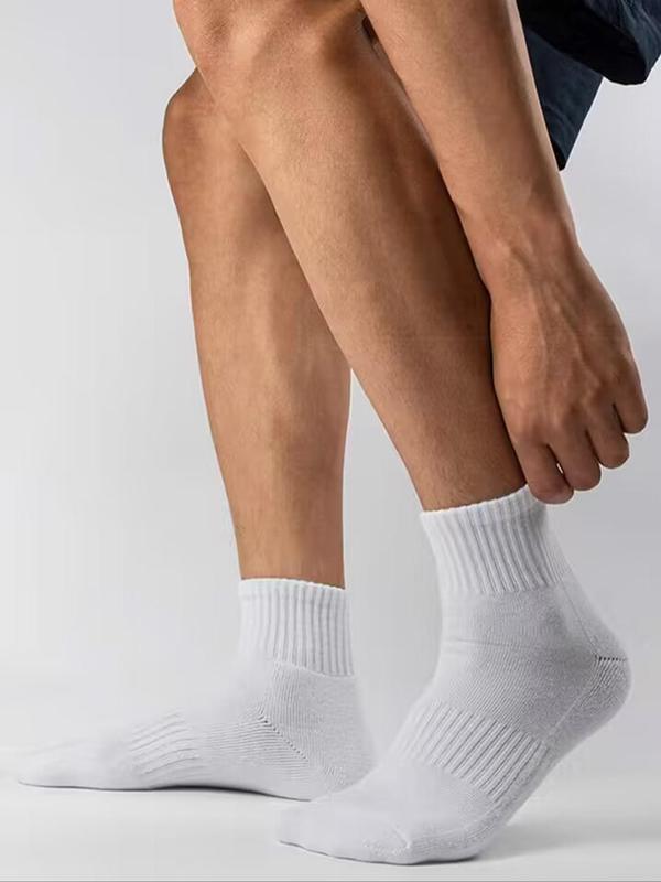 Men's Solid Ribbed Crew Socks, Casual Moisture Wicking Socks, Soft Comfy Breathable Socks For All Seasons Daily Wear, Fall Wear, Fallfreshness