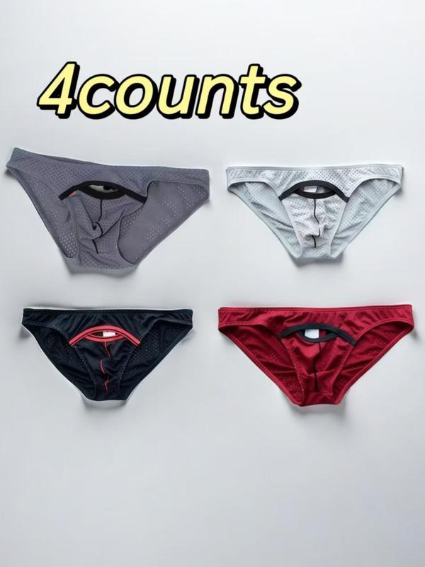 Men's Solid Color Cut Out Briefs, Casual Comfy Breathable Underwear for Daily Wear, Men's Underwear for All Seasons