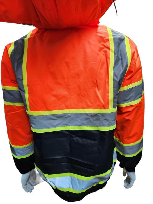 High Visibility Water Resistant Yellow Bomber Safety Jacket with Hoodie   Reflective Safety Sherpa Insulated Jacket