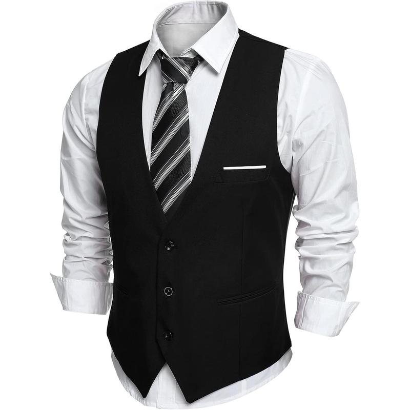 Men's Formal Suit Vest Slim Fit Casual Business Dress Waistcoat Vest