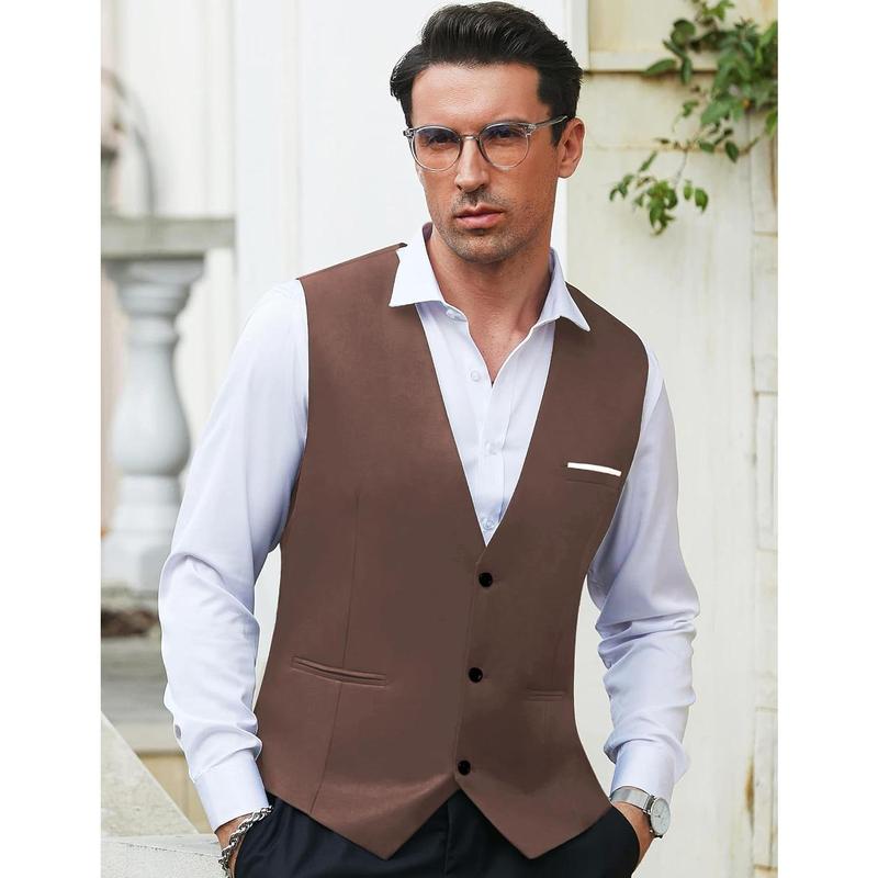 Men's Formal Suit Vest Slim Fit Casual Business Dress Waistcoat Vest