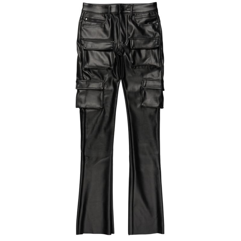 Khaza Black PU Leather Jean